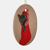 Kitty in einer Strumpfverzierung Keramikornament (Rechts)