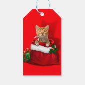 Kitty in einer Weihnachtstasche Geschenkanhänger (Rückseite)