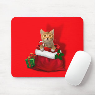 Kitty in einer Weihnachtstasche Mousepad