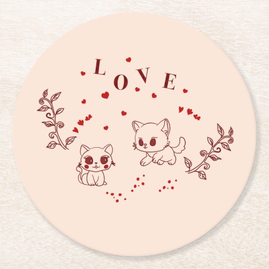 Kitty in Liebe Runder Pappuntersetzer (Vorderseite)