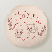 Kitty in Liebe Rundes Kissen (Vorderseite)