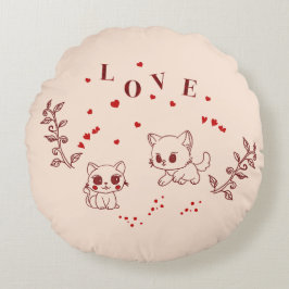 Kitty in Liebe Rundes Kissen