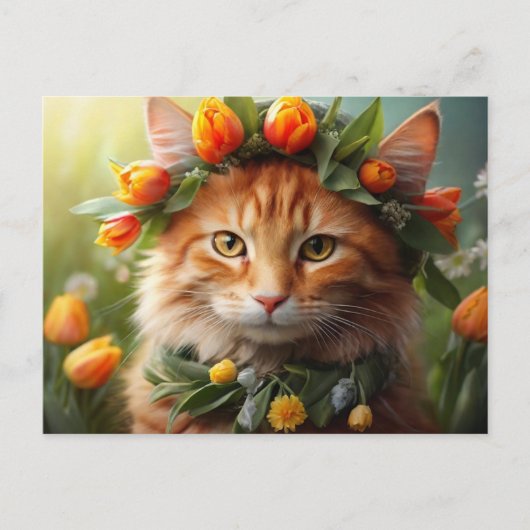 Kitty in Orange Blooms Postkarte (Vorderseite)