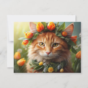Kitty in Orange Blooms Postkarte