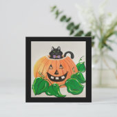 Kitty in Pumpkin Classic Einladung (Stehend Vorderseite)