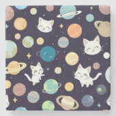 Kitty ist im All Steinuntersetzer (Vorderseite)