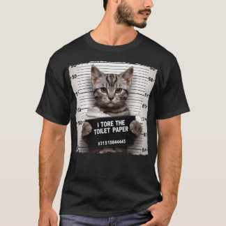 Kitty Jail Foto Bad Cat Mugshot Mama Vater Kitten T-Shirt