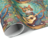 Kitty Kat Gitarre spielen Geschenkpapier (Rolleneckpunkt)