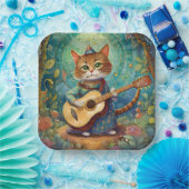 Kitty Kat Gitarre spielen Pappteller (Party)