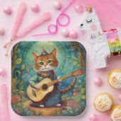Kitty Kat Gitarre spielen Pappteller (Party)