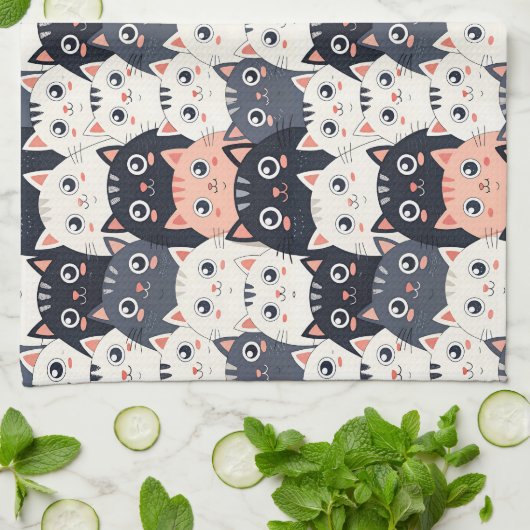 Kitty Kat Kaleidoscope Geschirrtuch (Gefaltet)