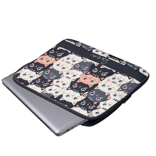 Kitty Kat Kaleidoscope Laptopschutzhülle (Vorne Knopf)