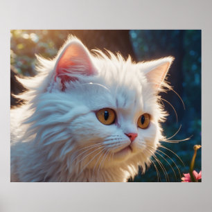 *~* Kitty Katze 5:4 Kätzchen Weiß Langhaar Fluff Poster