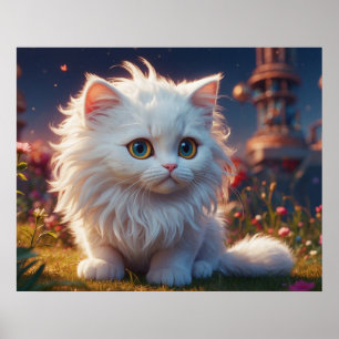 *~* Kitty Katze 5:4 Kätzchen Weiß Langhaar Fluff Poster