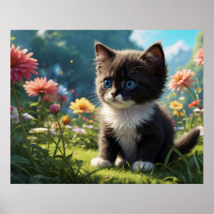 *~* Kitty Katze 5:4 Katzenbaby Süße Tuxedo-Katze Poster