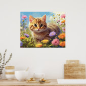 *~* Kitty Katze 5:4 Kitten Feld Wilde Blumen AP6 Poster (Küche)