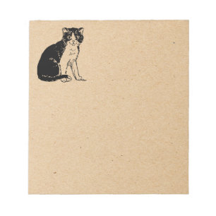 Kitty Katze auf braunem Papier Fine Art Notizblock