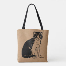 Kitty Katze auf braunem Papier Fine Art