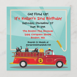 Kitty-Katzefiretruck-Geburtstags-Party Einladung