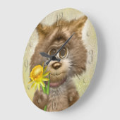 Kitty-Katzen-Frühlings-Blume Große Wanduhr (Winkel)