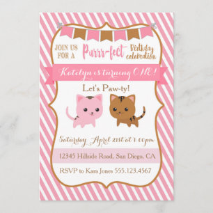 Kitty-Katzen-Geburtstags-Party Einladung