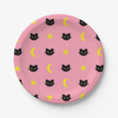 Kitty Katzen-Mond und Stern-PapierTeller Pappteller (Vorderseite)