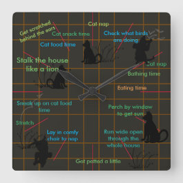 Kitty-Katzen-Tätigkeits-Katzen-niedliche lustige Quadratische Wanduhr