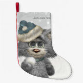 Kitty-Katzen-Winter-Märchenland personalisiert Kleiner Weihnachtsstrumpf (Vorderseite)