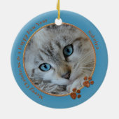 Kitty Keepake Blue Christmas Foto Ornament (Hinten)