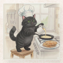 KItty Kichen Black Cat, Glass Coaster Glasuntersetzer