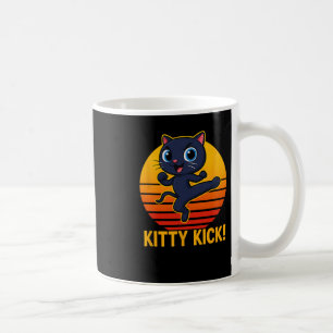 Kitty Kick Karate Martial Arts Katze Retro Sonnenu Kaffeetasse