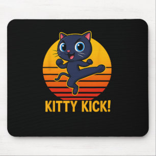 Kitty Kick Karate Martial Arts Katze Retro Sonnenu Mousepad
