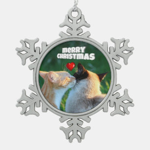 Kitty Kiss Schneeflocken Zinn-Ornament