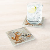 Kitty Kitchen, Glass Coaster Glasuntersetzer (Schrägansicht)