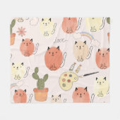 Kitty Kitten Cats: Süße Tier Pattern Fleecedecke (Vorderseite (Horizontal))