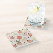 Kitty Kitten Cats: Süße Tier Pattern Glasuntersetzer (Schrägansicht)