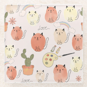 Kitty Kitten Cats: Süße Tier Pattern Glasuntersetzer