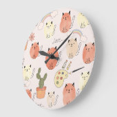 Kitty Kitten Cats: Süße Tier Pattern Große Wanduhr (Winkel)