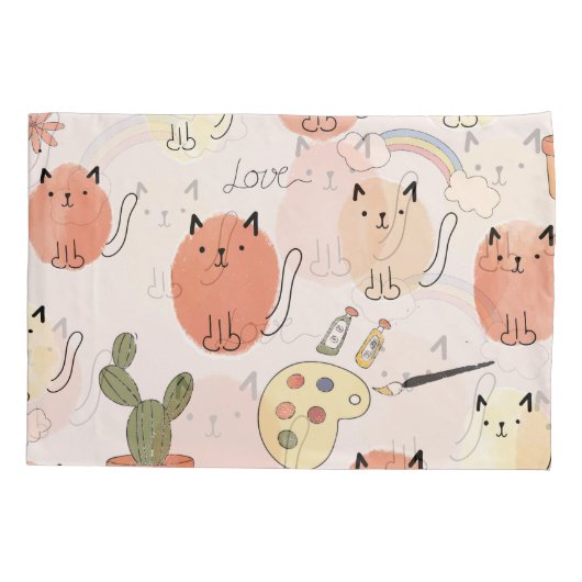 Kitty Kitten Cats: Süße Tier Pattern Kissenbezug (Rückseite)