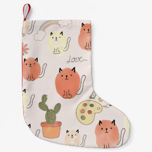 Kitty Kitten Cats: Süße Tier Pattern Kleiner Weihnachtsstrumpf