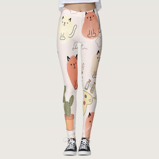Kitty Kitten Cats: Süße Tier Pattern Leggings (Vorderseite)
