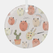 Kitty Kitten Cats: Süße Tier Pattern Ornament Aus Glas (Vorderseite)