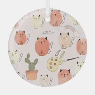 Kitty Kitten Cats: Süße Tier Pattern Ornament Aus Glas