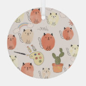 Kitty Kitten Cats: Süße Tier Pattern Ornament Aus Glas (Rückseite)