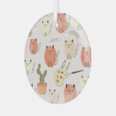 Kitty Kitten Cats: Süße Tier Pattern Ornament Aus Glas (Vorderseite links)