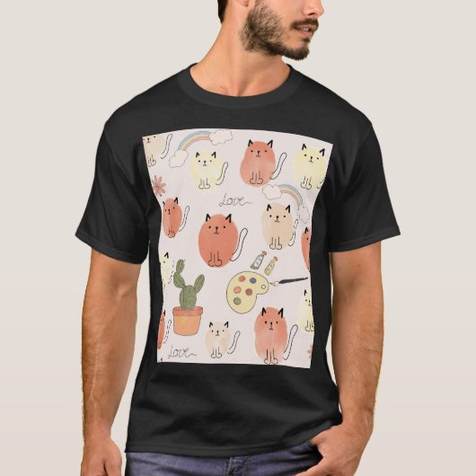 Kitty Kitten Cats: Süße Tier Pattern T-Shirt (Vorderseite)