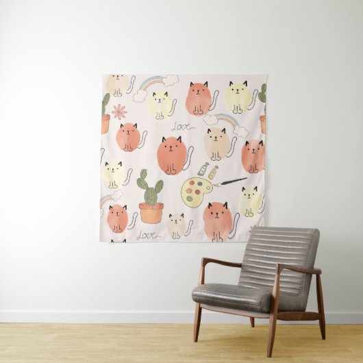 Kitty Kitten Cats: Süße Tier Pattern Wandteppich (Beispiel)