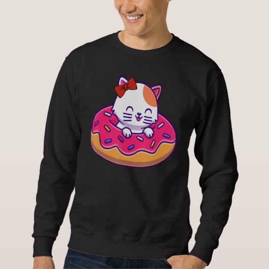 Kitty Kitten Donut Sprinkles Summer Swimming Women Sweatshirt (Vorderseite)
