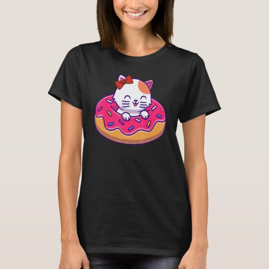 Kitty Kitten Donut Sprinkles Summer Swimming Women T-Shirt (Vorderseite)
