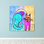 Kitty Liebe Abstrakt Cat Painting Leinwanddruck (Insitu (Holzboden))